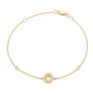 14K Gold Initial "O" Bracelet With Diamonds