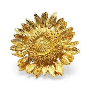 18ct Yellow Gold Sunflower Brooch - By Asprey