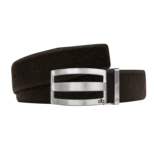 Brown Db Icon Pattern Embossed Leather Belt With Silver Druh Db Classic Stripped  Buckle