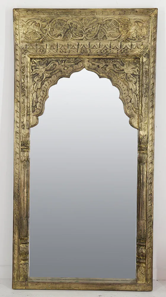 CARVED BRASS COATED MIRROR