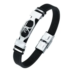 Classy Men Libra Star Sign Leather Bracelet