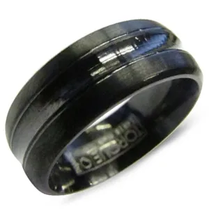 CrownRing 8MM Black Titanium Carved Center Wedding Band