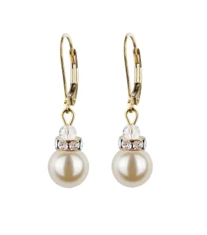 Crystal Rondelle And Pearl Leverback Earrings