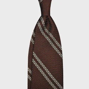 F.Marino Grenadine Silk Tie Chunky Gauze 3 Folds Regimental Stripes Copper