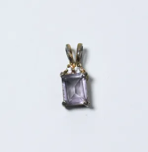 Gold Tone Emerald Cut Amethyst Pendant