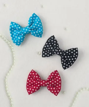 Mini Polka Dots Bow Alligator Clips - Blue, Black & Red