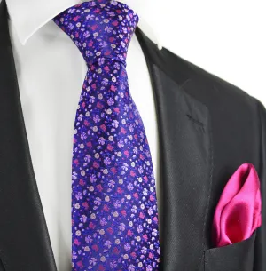 Mood Indigo and Violet 7-fold Silk Tie and Pocket Square