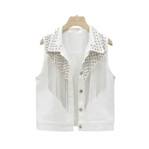 Pre Order: Rivet Tassel Waistcoat Denim Vest