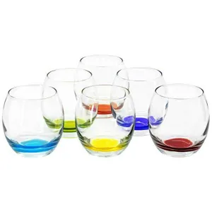 Prism Multi Colored Stemless Wine Beverage Glasses, 13.75 Ounce - Set of 6