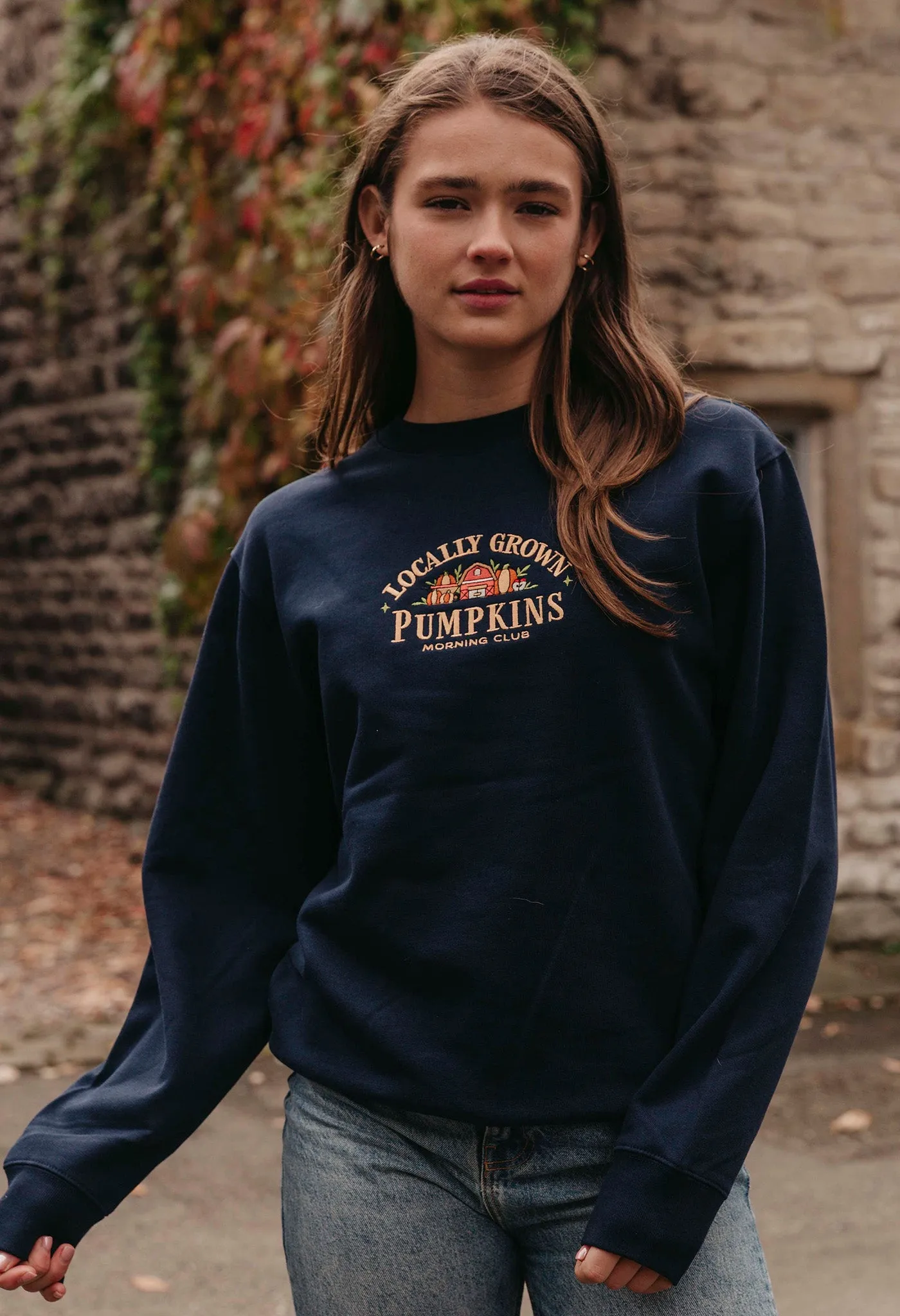 Pumpkins Embroidered Organic Cotton Sweatshirt