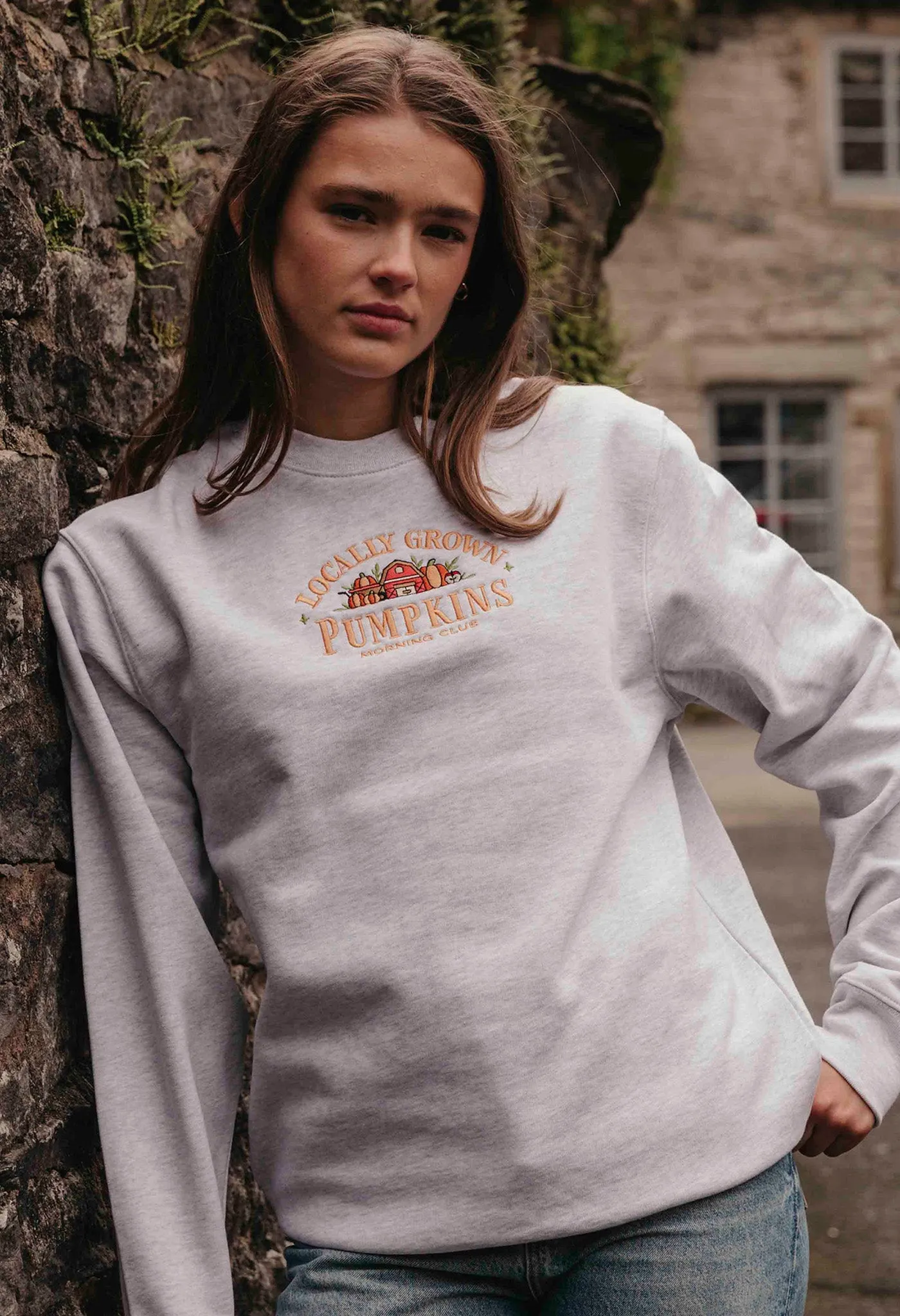 Pumpkins Embroidered Organic Cotton Sweatshirt