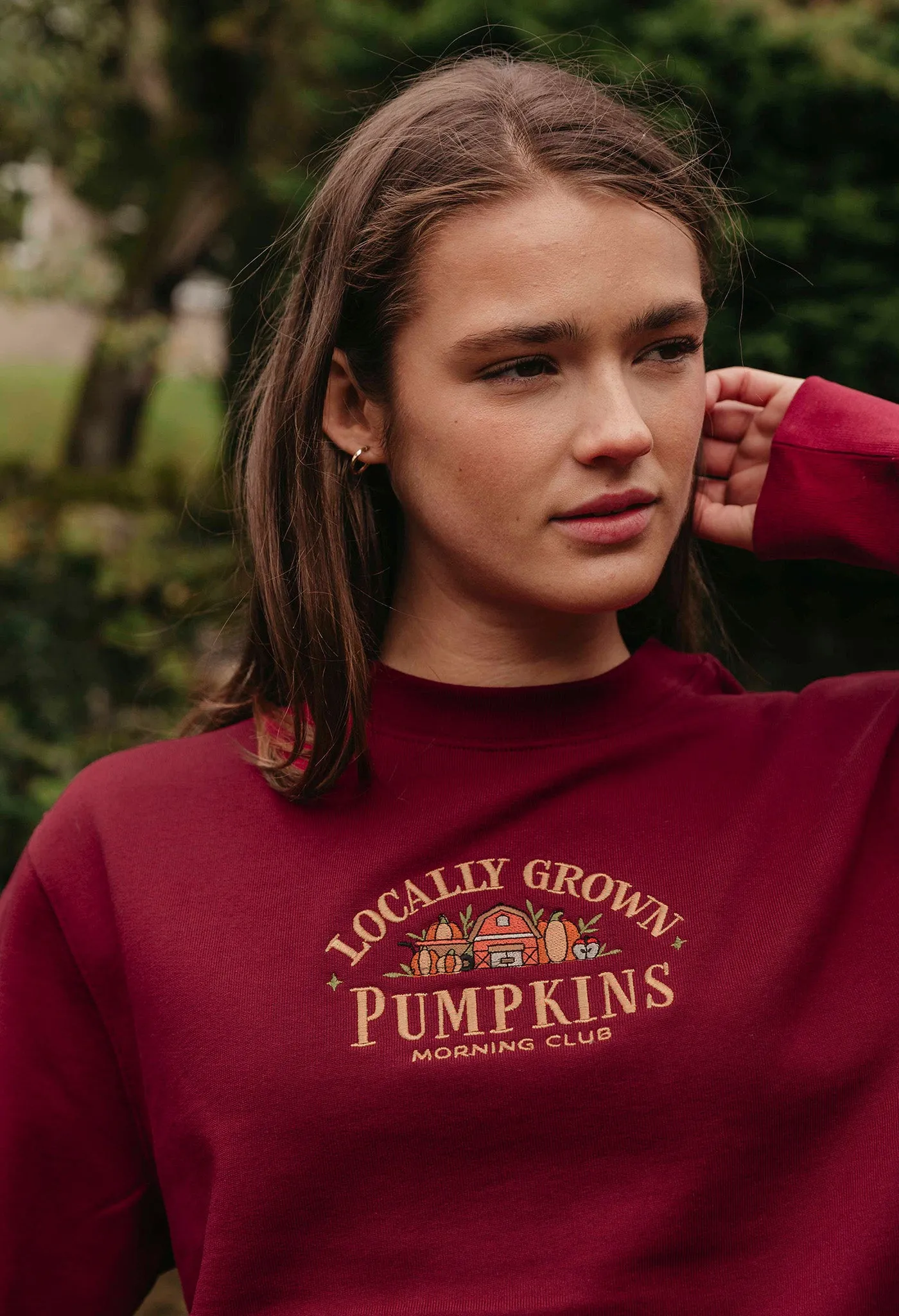 Pumpkins Embroidered Organic Cotton Sweatshirt