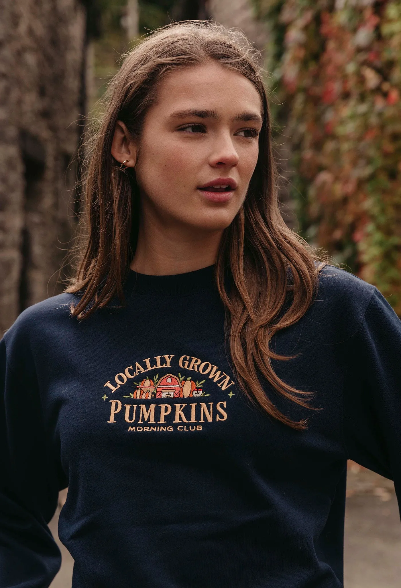 Pumpkins Embroidered Organic Cotton Sweatshirt