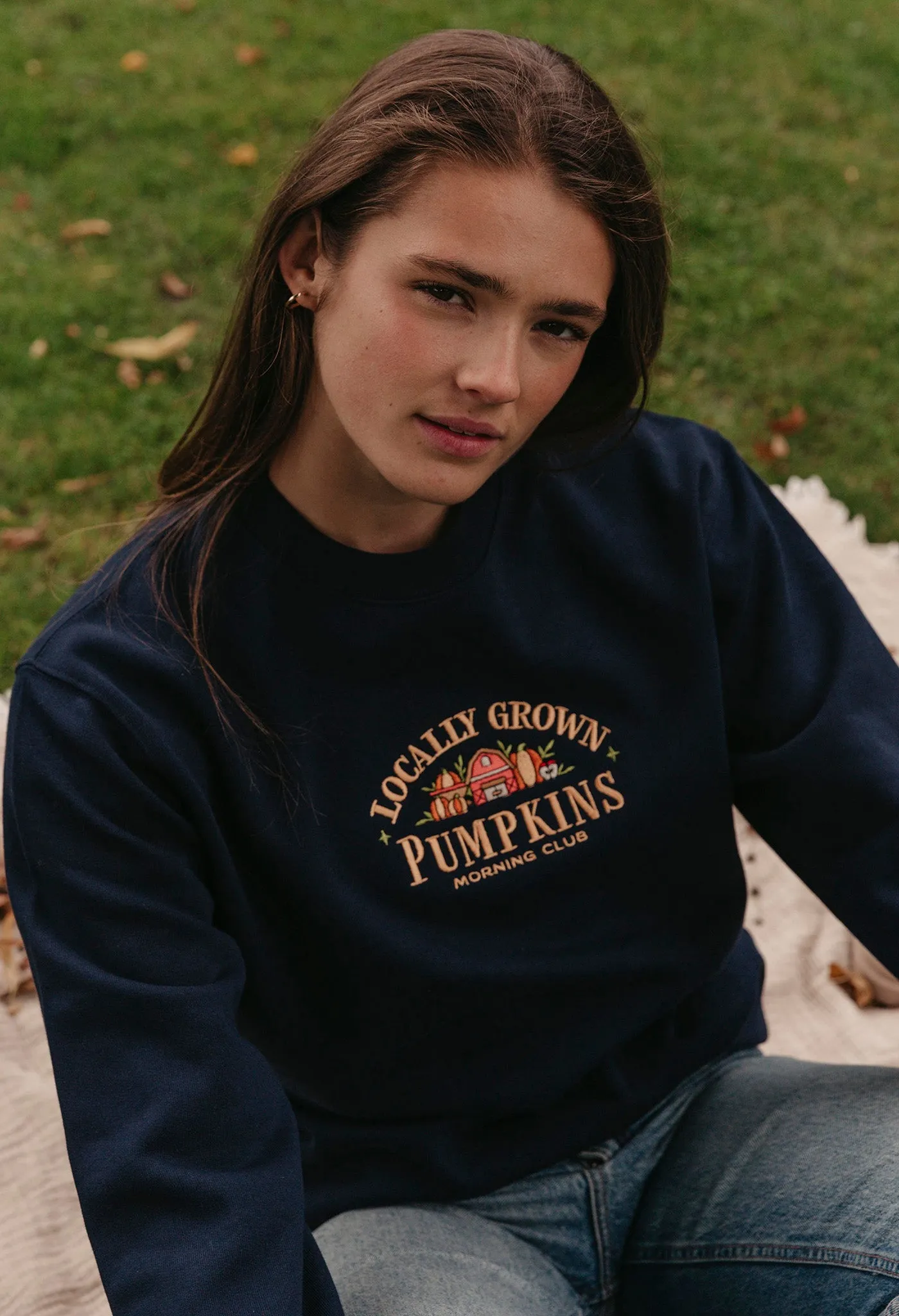 Pumpkins Embroidered Organic Cotton Sweatshirt