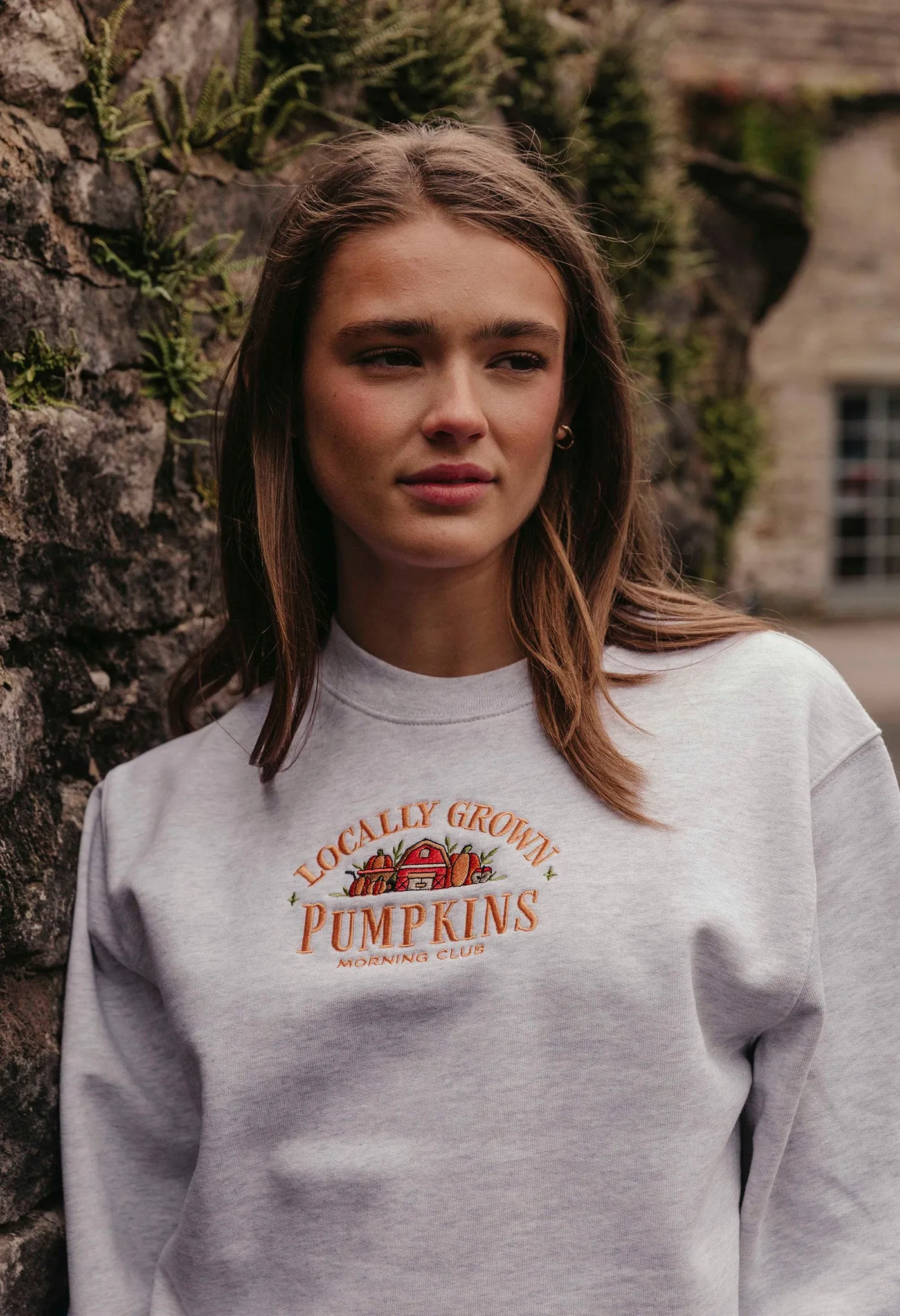 Pumpkins Embroidered Organic Cotton Sweatshirt