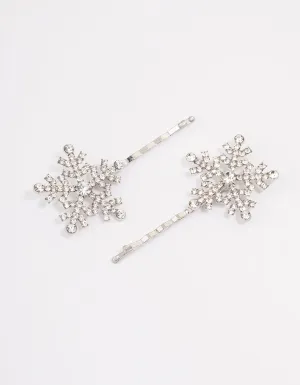 Silver Snowflake Hairpins 2-Pack