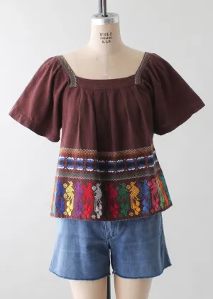 Vintage 1970s Guatemalan Embroidered Cotton Top