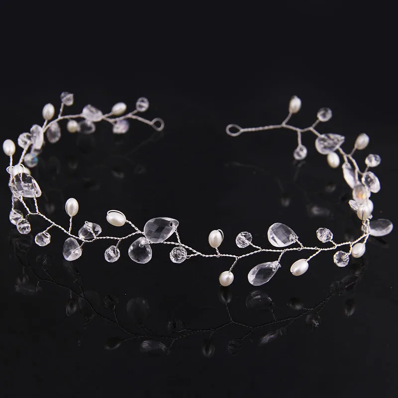 Wedding Crystl pearl Headbands Vintage hairbands Bridal Hair Accessories Metal Crystal Crown Bouquet Collection Handmade Tiara